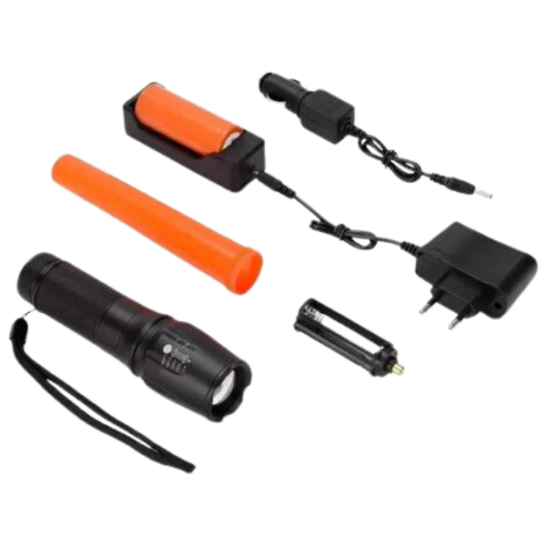 Lanterna Tática Recarregável X900 Zoom Ajustável