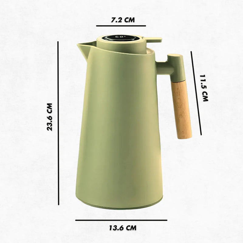 Garrafa Térmica Cabo Madeira com Display Digital