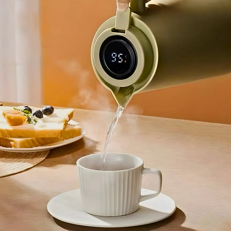 Garrafa Térmica Cabo Madeira com Display Digital