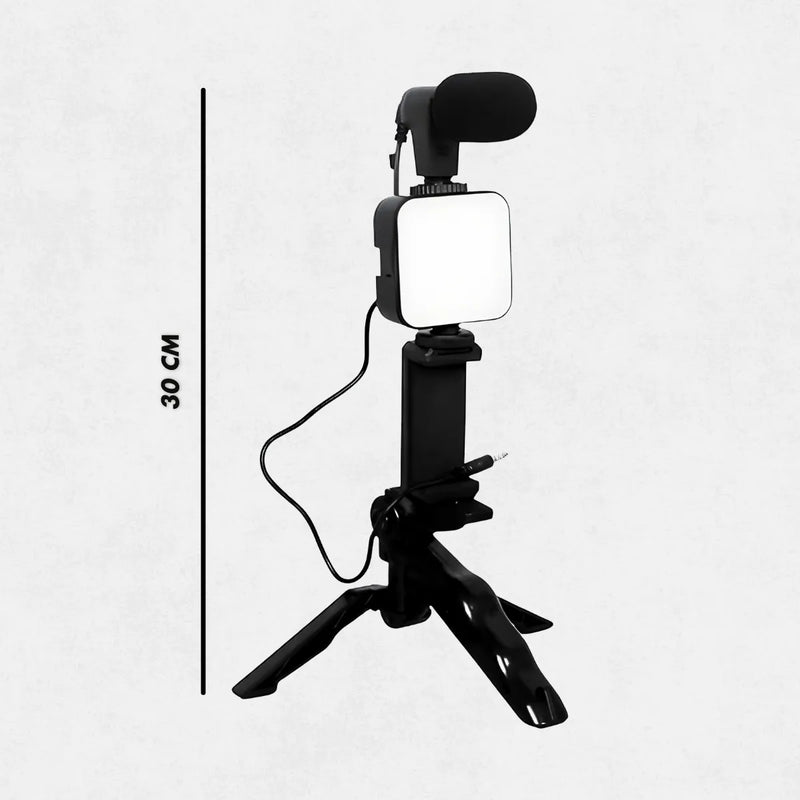 Tripé Estabilizador Para Celular Com Microfone Iluminação Live Vlog Gravação De Videos kit 5 em 1 gimbal