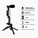 Tripé Estabilizador Para Celular Com Microfone Iluminação Live Vlog Gravação De Videos kit 5 em 1 gimbal