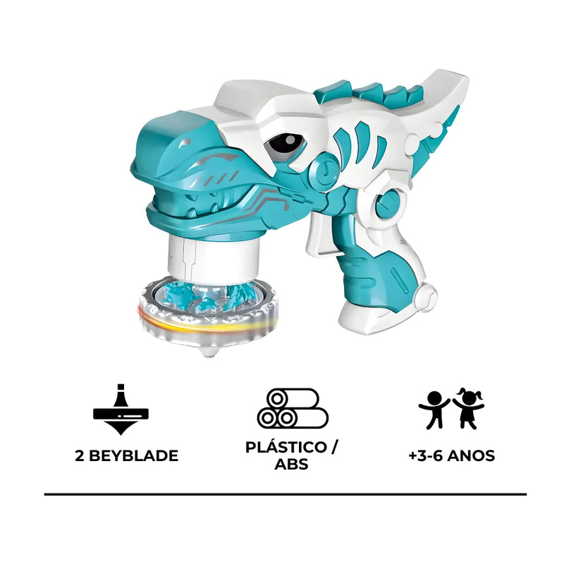 Brinquedo Beyblade Batalha Dinossauro Lançador De Disco