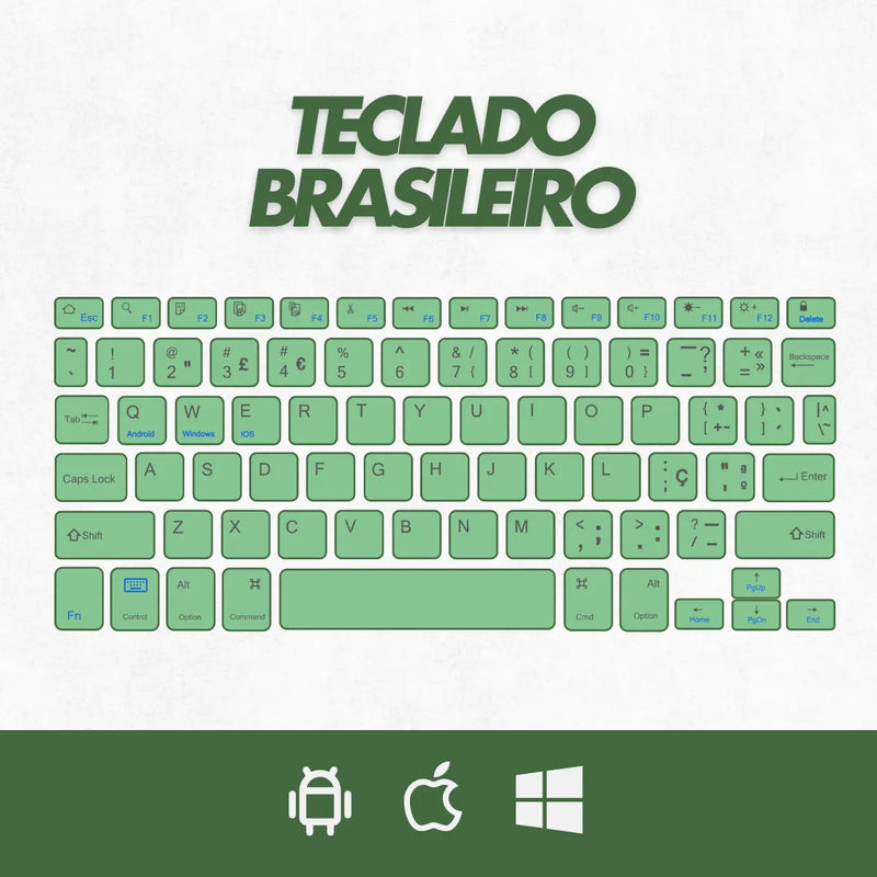 Teclado Sem Fio Bluetooth Recarregável Com Mouse - VERDE