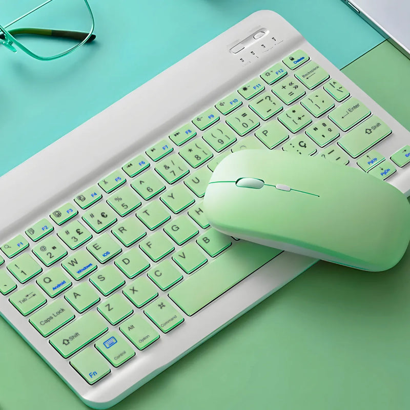 Teclado Sem Fio Bluetooth Recarregável Com Mouse - VERDE