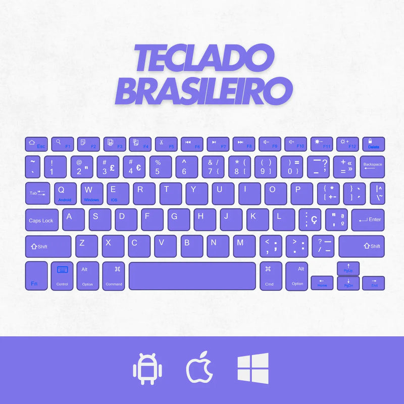 Teclado Sem Fio Bluetooth Recarregável Com Mouse - ROXO