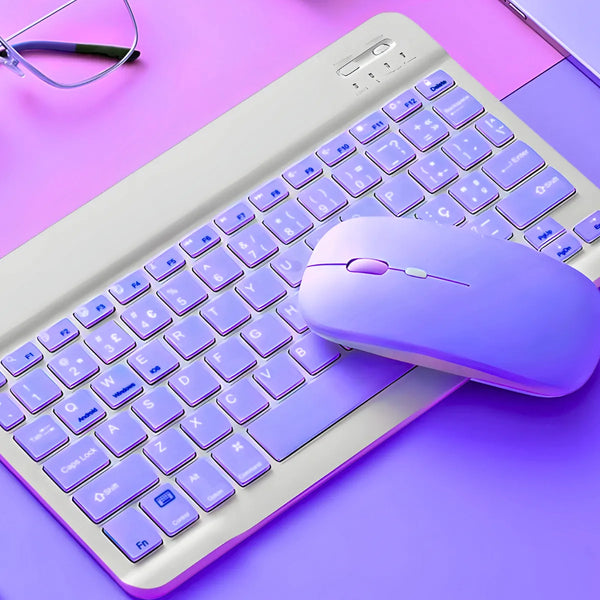 Teclado Sem Fio Bluetooth Recarregável Com Mouse - ROXO