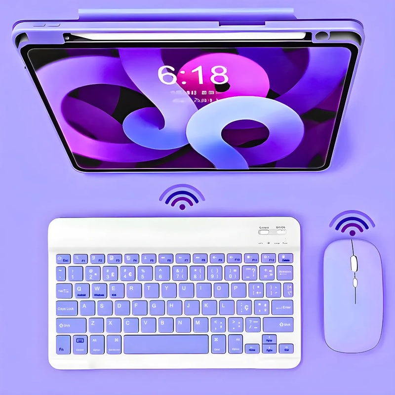 Teclado Sem Fio Bluetooth Recarregável Com Mouse - ROXO