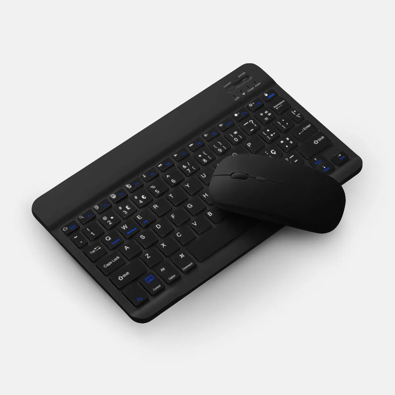 Teclado Sem Fio Bluetooth Recarregável Com Mouse - PRETO