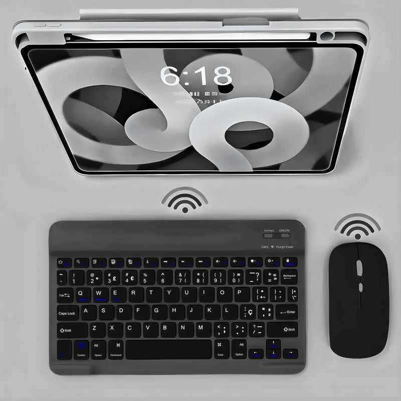 Teclado Sem Fio Bluetooth Recarregável Com Mouse - PRETO