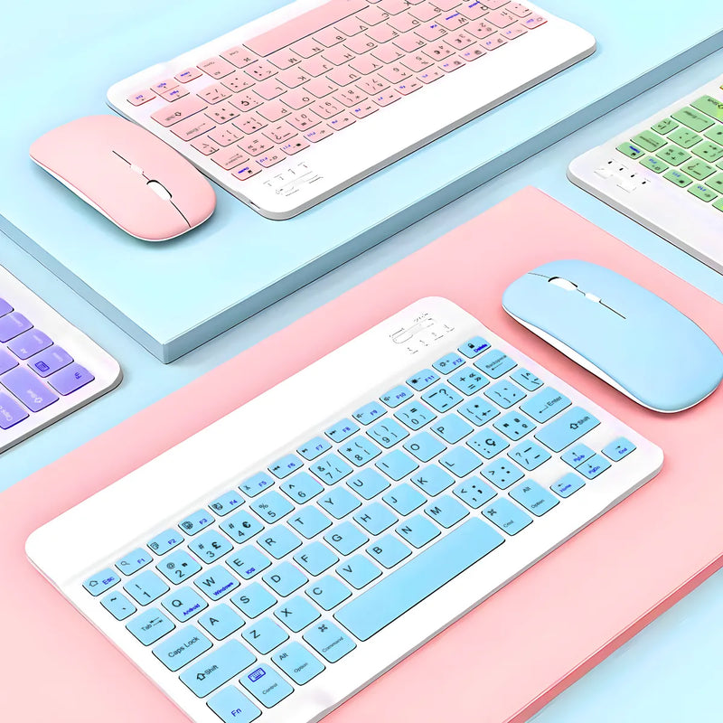 Teclado Sem Fio Bluetooth Recarregável Com Mouse - PRETO