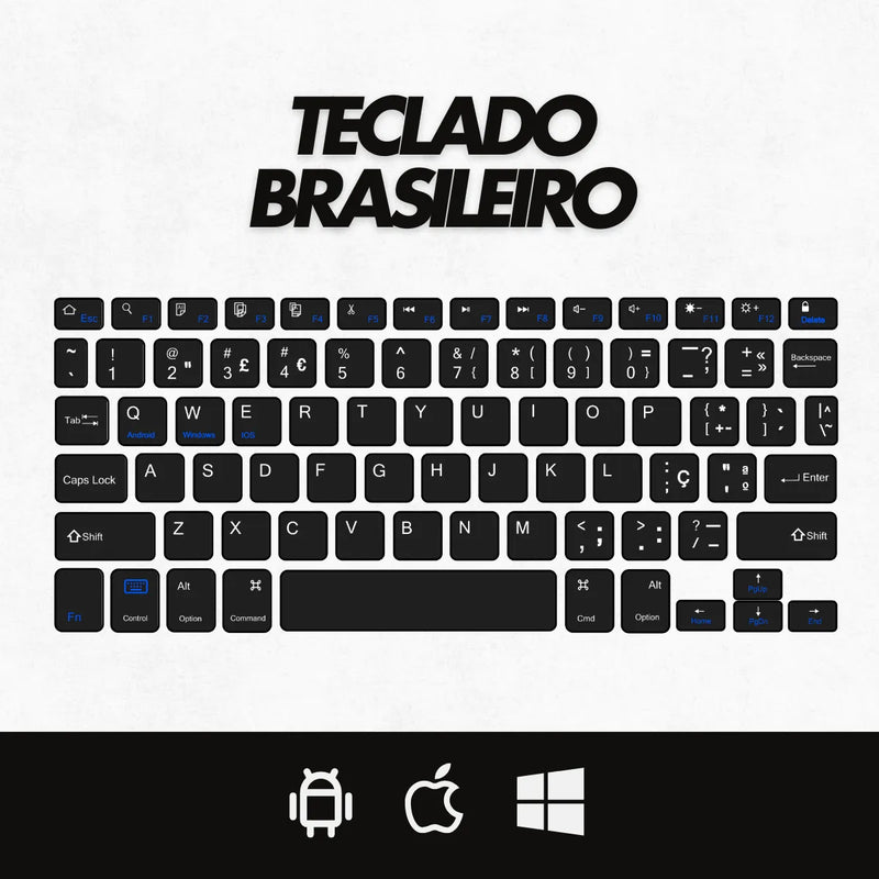 Teclado Sem Fio Bluetooth Recarregável Com Mouse - PRETO