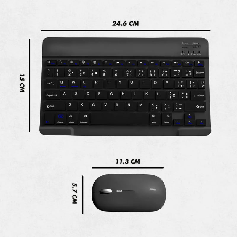 Teclado Sem Fio Bluetooth Recarregável Com Mouse - PRETO