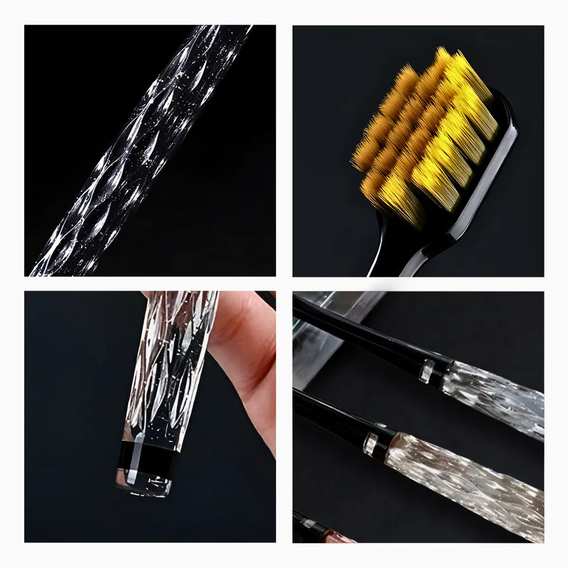 Kit 3 Escovas De Dente Com Cabo De Cristal