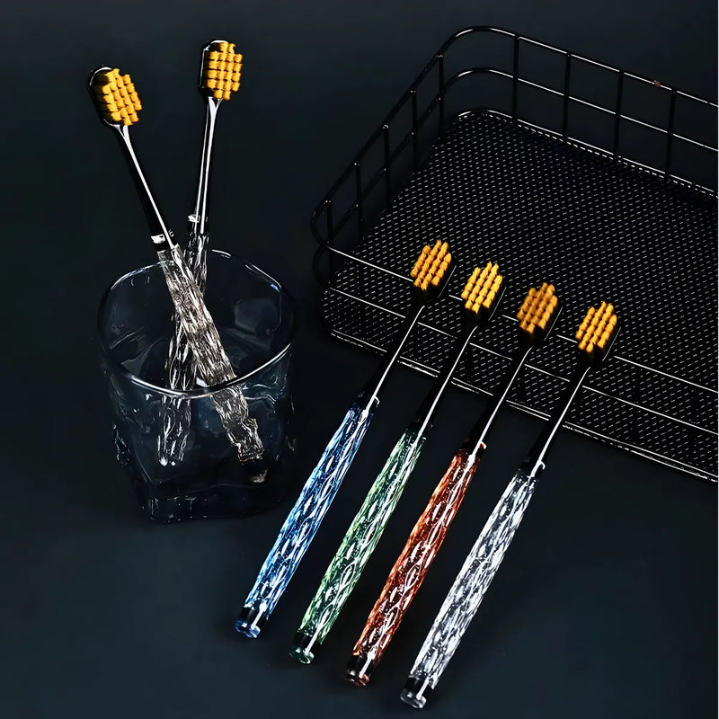 Kit 3 Escovas De Dente Com Cabo De Cristal