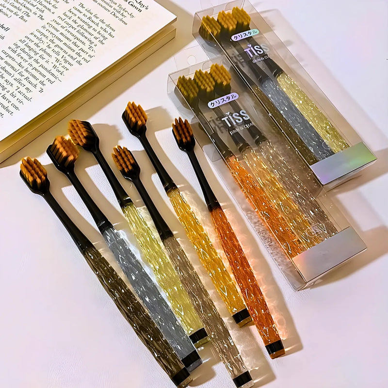 Kit 3 Escovas De Dente Com Cabo De Cristal