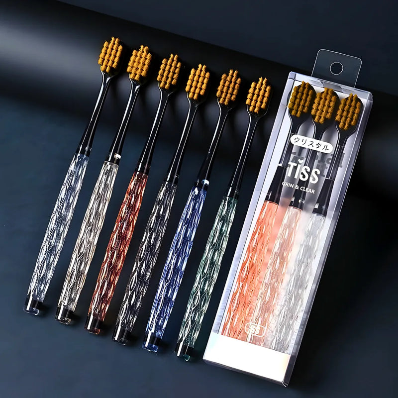 Kit 3 Escovas De Dente Com Cabo De Cristal