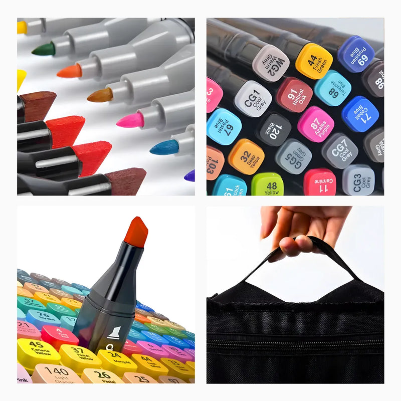 Conjunto De Canetas Marcador Permanente Ponta Dupla 48 Cores