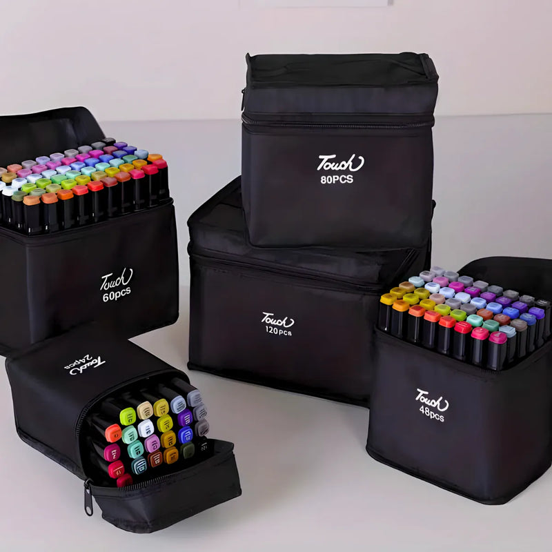 Conjunto De Canetas Marcador Permanente Ponta Dupla 48 Cores