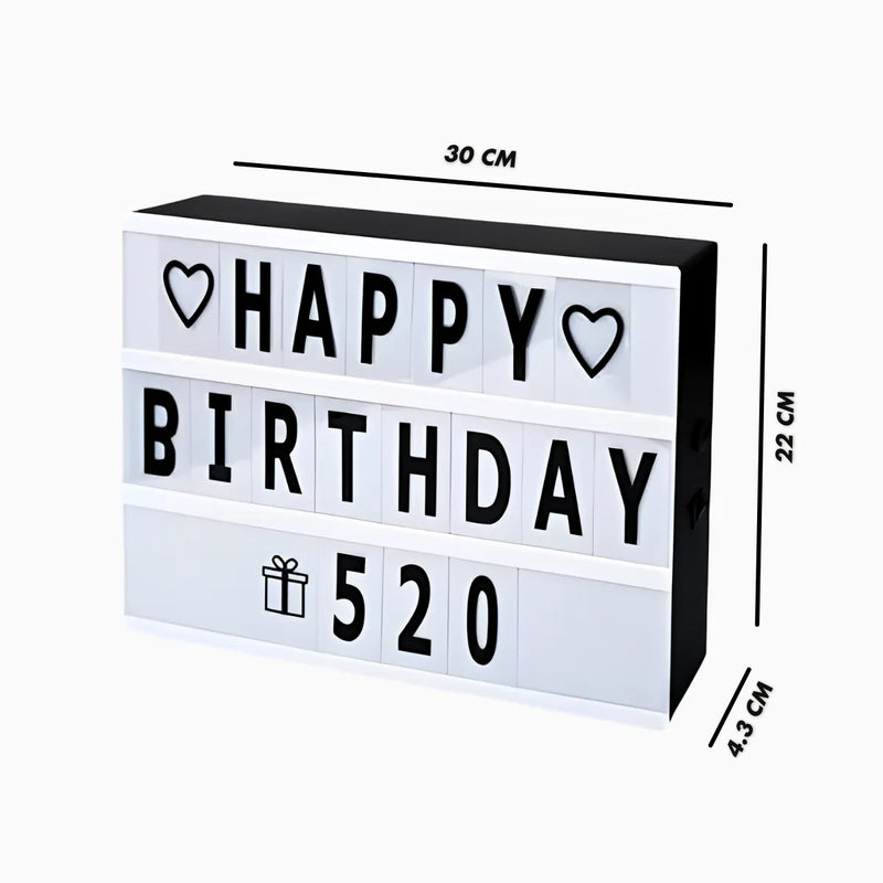 Caixa Luminária Decorativa com Mensagem Luz de LED