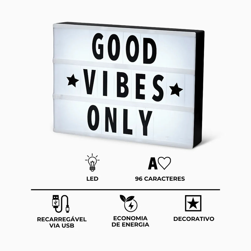 Caixa Luminária Decorativa com Mensagem Luz de LED