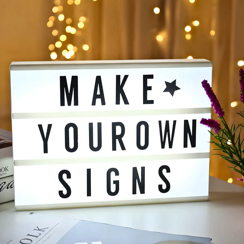 Caixa Luminária Decorativa com Mensagem Luz de LED