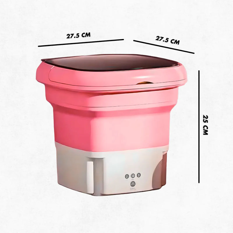 Mini Máquina de Lavar Roupa Portátil Dobrável - ROSA