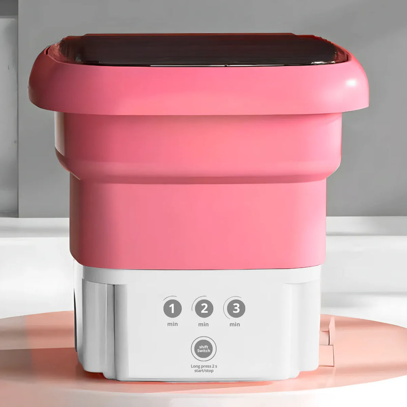 Mini Máquina de Lavar Roupa Portátil Dobrável - ROSA