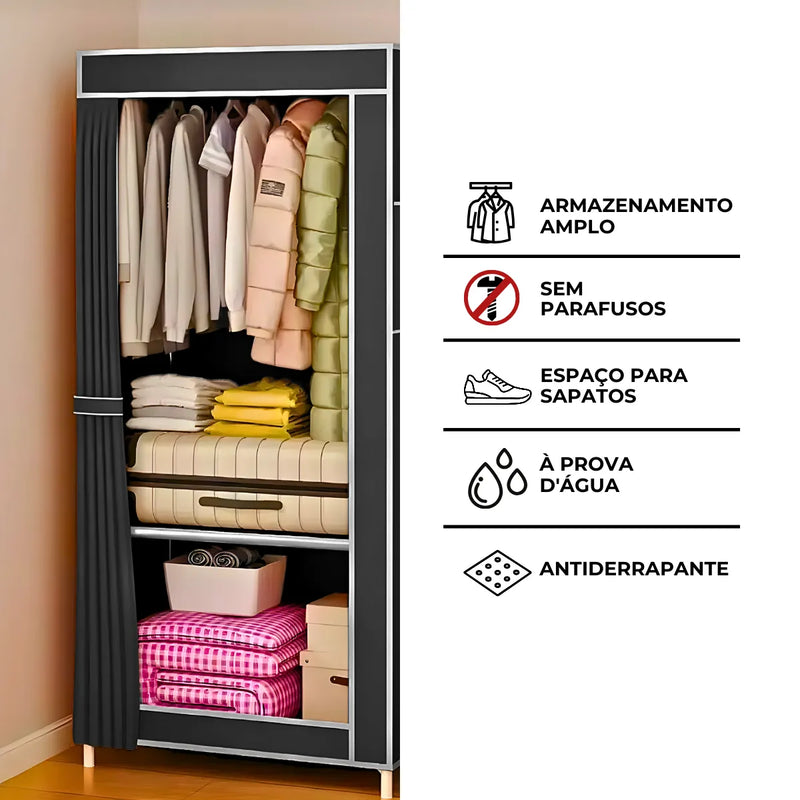 Guarda Roupa Closet Dobrável Organizador com Capa de Tecido