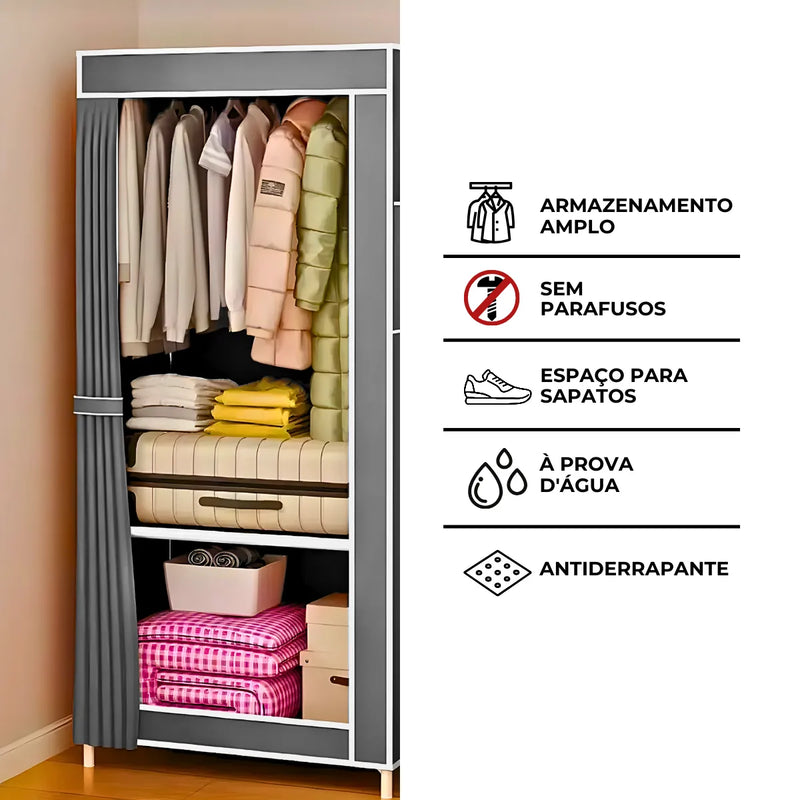 Guarda Roupa Closet Dobrável Organizador com Capa de Tecido