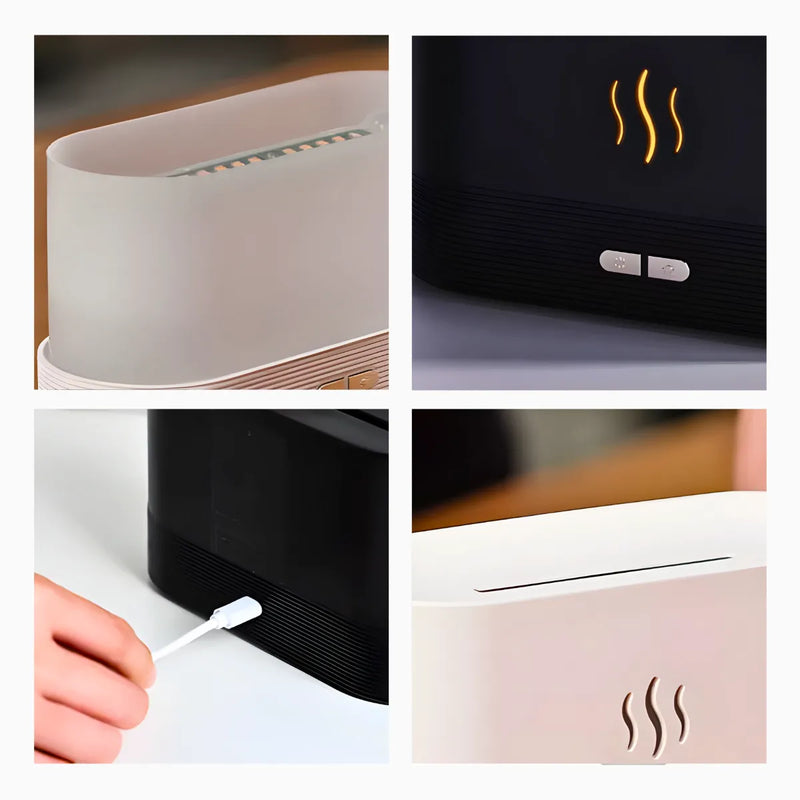 Difusor Aromatizador Umidificador Chamas Preto