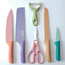 Conjunto de Facas 6 Peças Aço Inoxidável Colorido Multifunci