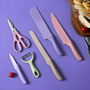 Conjunto de Facas 6 Peças Aço Inoxidável Colorido Multifunci
