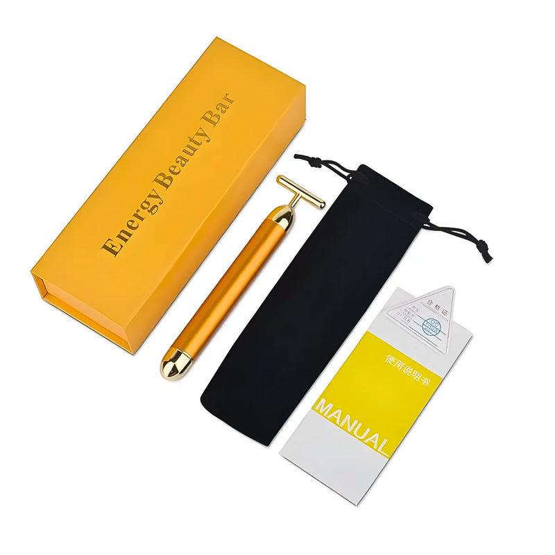 Massageador Facial Elétrico Gold 24k Harmonização Anti-rugas