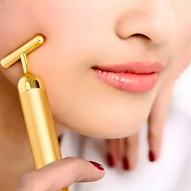 Massageador Facial Elétrico Gold 24k Harmonização Anti-rugas