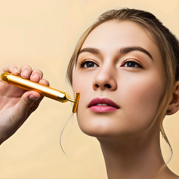 Massageador Facial Elétrico Gold 24k Harmonização Anti-rugas