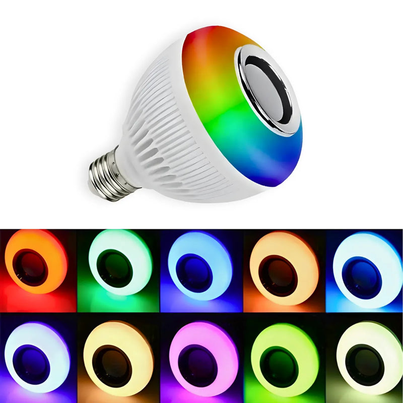 Lâmpada Musical Caixa Som 12w Bluetooth Luz Led RGB com Cont