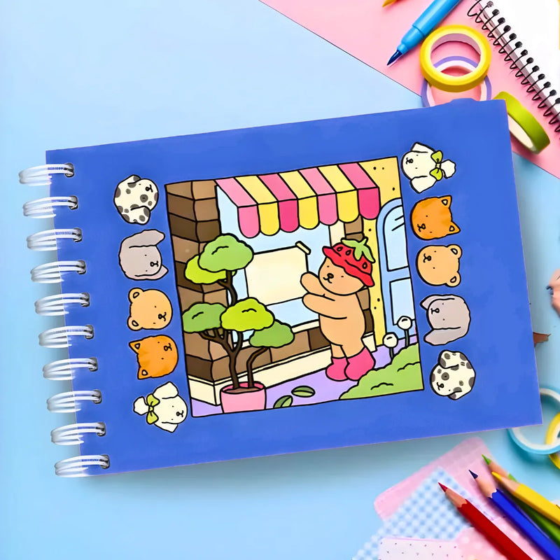 Kit Livro De Colorir Capa Dura + 24 Canetinhas multicolor