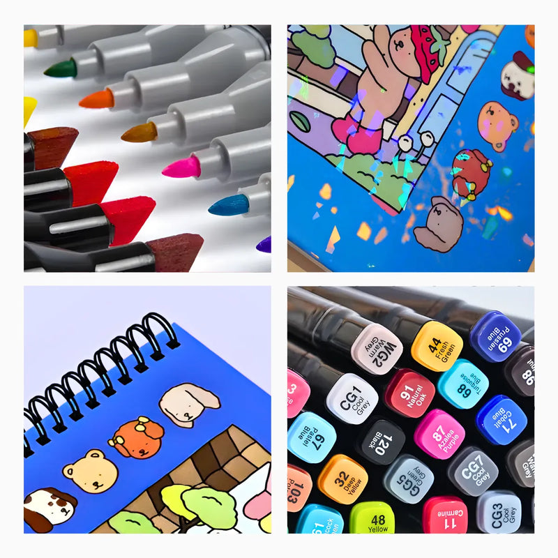 Kit Livro De Colorir Capa Dura + 24 Canetinhas multicolor