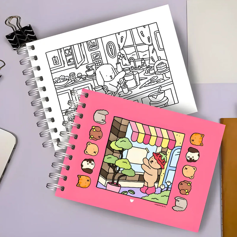 Kit Livro De Colorir Capa Dura + 24 Canetinhas - ROSA