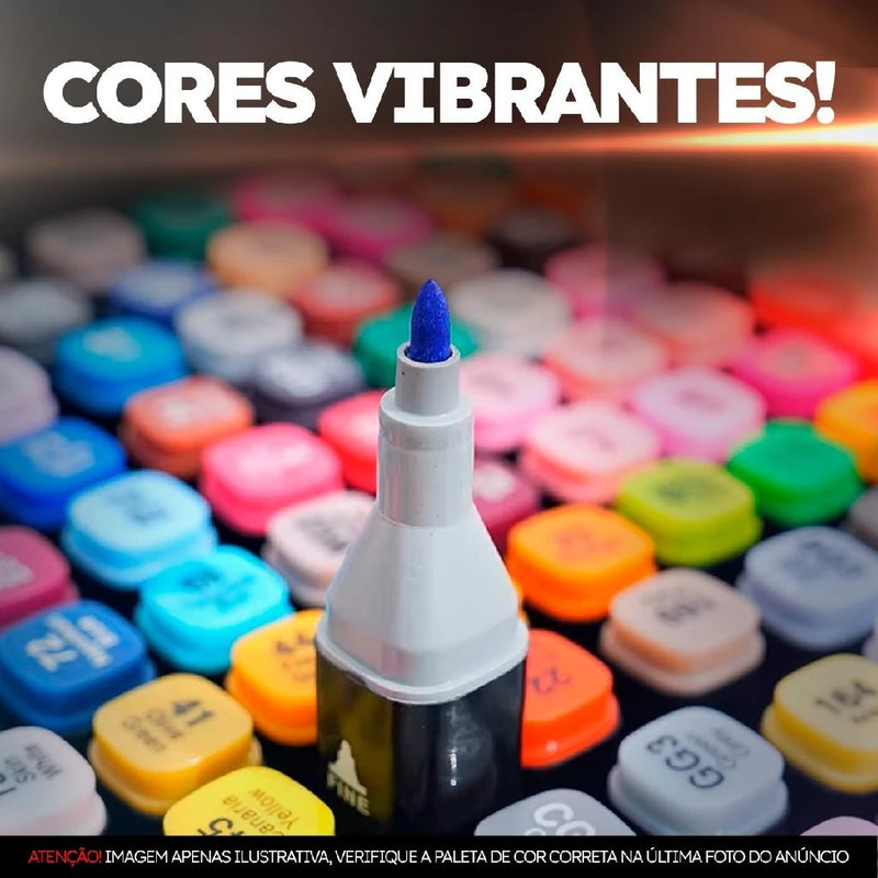 Kit 36 Canetas Marcadoras Ponta Dupla – Arte, Cor e Criativi