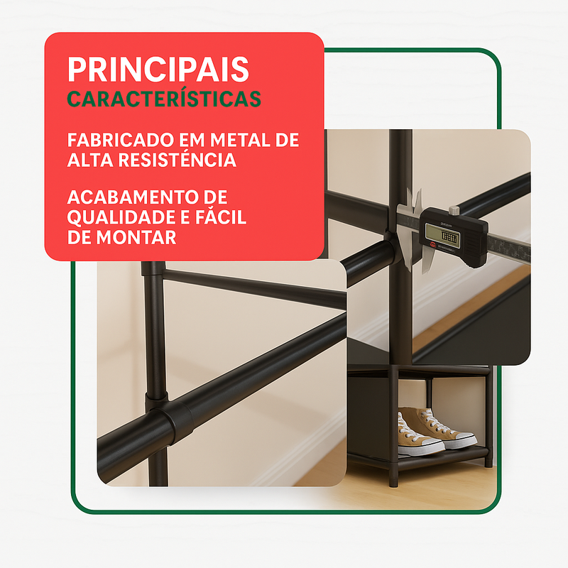 Organizador De Roupas 2 Colunas Aberto Closet Desmontável