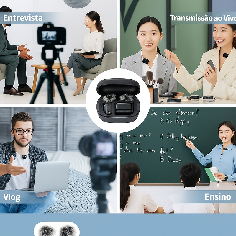 Microfone de Lapela sem Fio Abafadores de Ruído