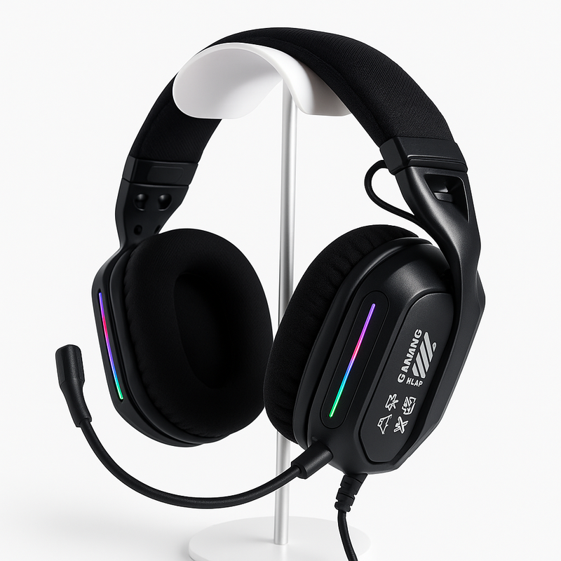 Headset Gamer RGB Com Microfone Flexível