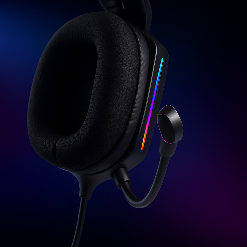 Headset Gamer RGB Com Microfone Flexível
