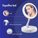 Espelho De Mesa Maquiagem C/ Luz Led Rotação 360° Camarim
