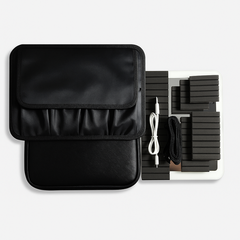 Maleta de Maquiagem com Espelho LED Preto