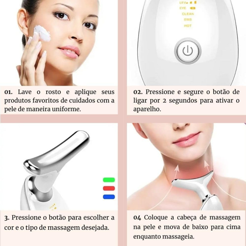 Massageador Facial Eletrico Pescoço Led Lift Fototerapia Ant