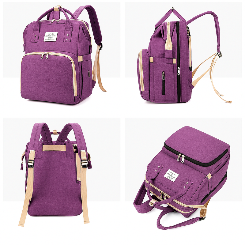 Mochila Maternidade Vira Berço Bebê Usb Impermeável Trocador