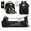 Mochila Maternidade Vira Berço Bebê Usb Impermeável Trocador