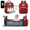 Mochila Maternidade Vira Berço Bebê Usb Impermeável